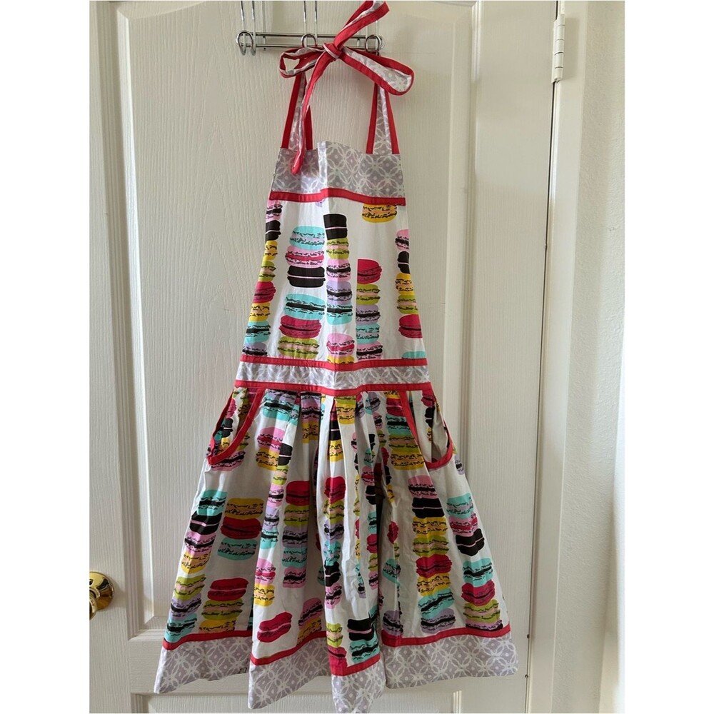 Paper Source Retro Colorful Macaron Print Full Kitchen Apron Coquette French